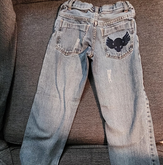 Boys Distressed Vintage Dickies Jeans with Skull Patch. Size 8 - Picture 6 of 12